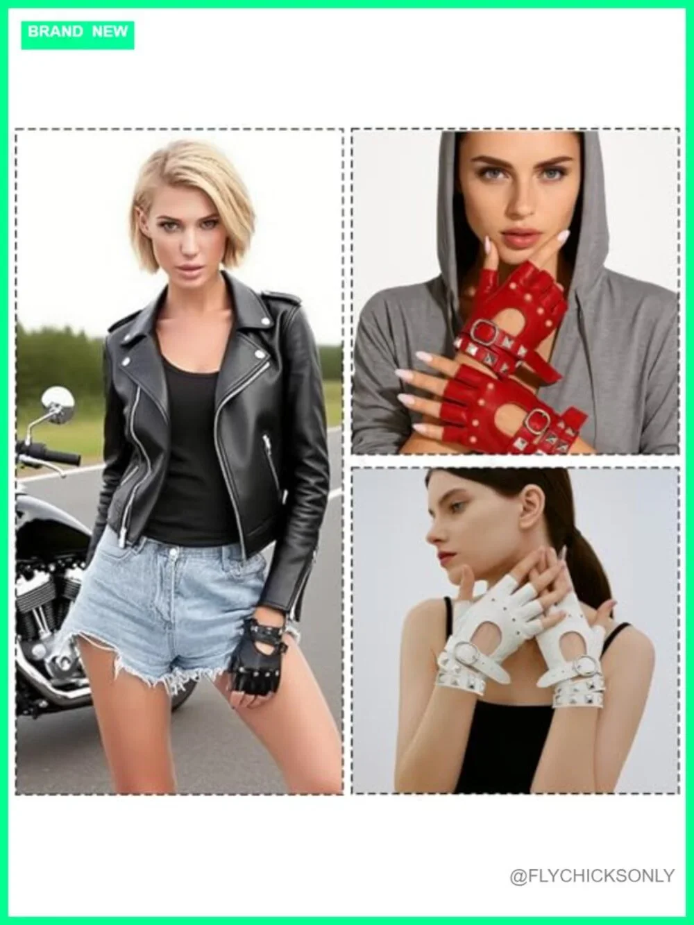Fingerless Faux Leather Gloves with Studs Punk Goth Biker Cosplay